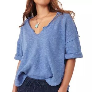 We The Free North Start Distressed Blue Short Sleeve Top